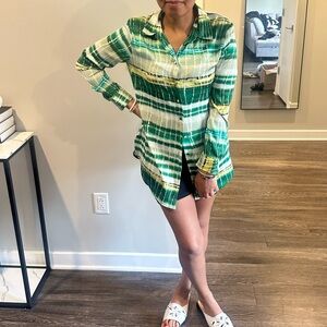 Jones New York Green Plaid Button Down Shirt